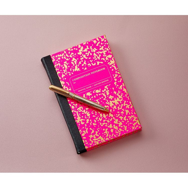 Composition Notebook in Neon Pink/Gold Leather - FAO Schwarz
