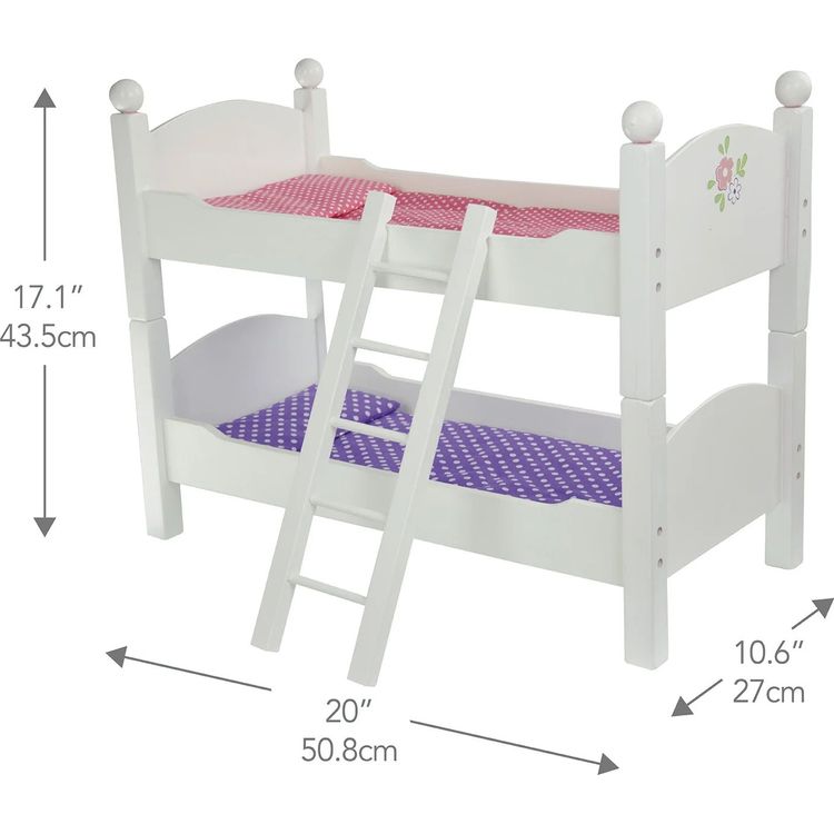 Little Princess 18″ Doll Double Bunk Bed – Grey - FAO Schwarz