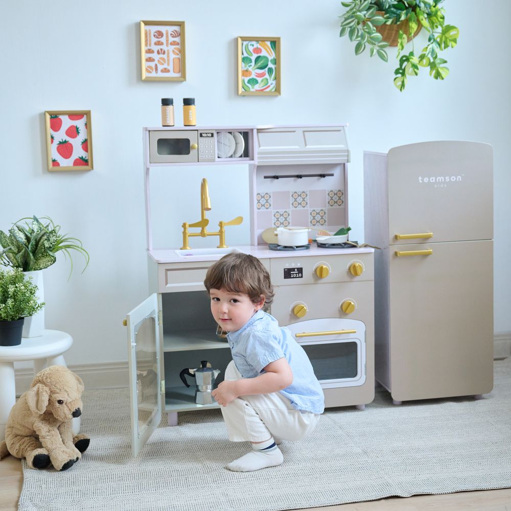 Little Chef Normandy Wooden Play Kitchen with Modular Fridge & Sink - FAO Schwarz