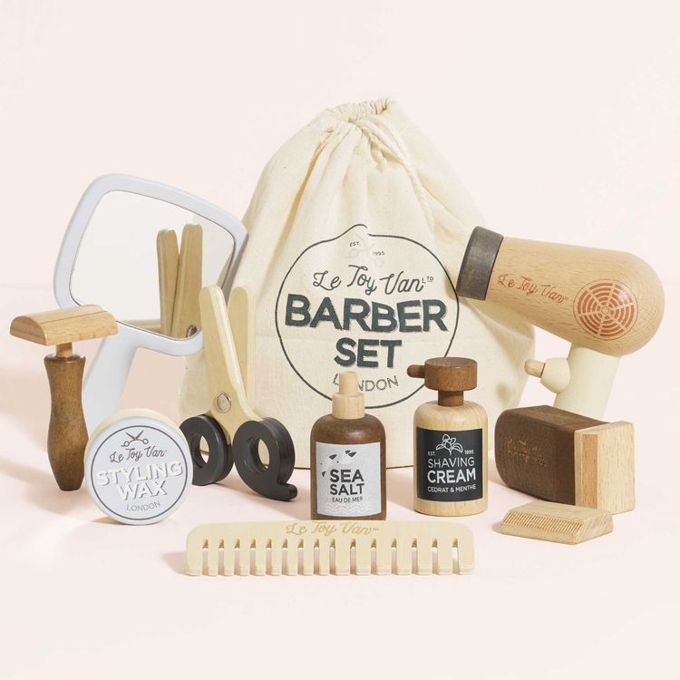 Pretend Play Wooden Hairdresser & Barber Kit – 12 Pieces - FAO Schwarz