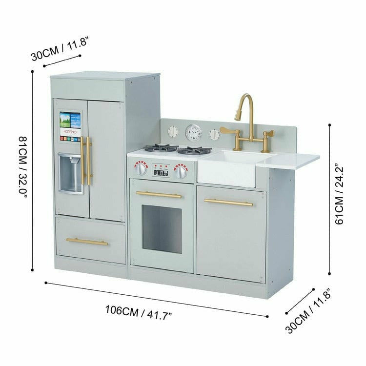 Teamson Kids Little Chef Charlotte Modern Modular Wooden Play Kitchen, Grey/Gold - FAO Schwarz