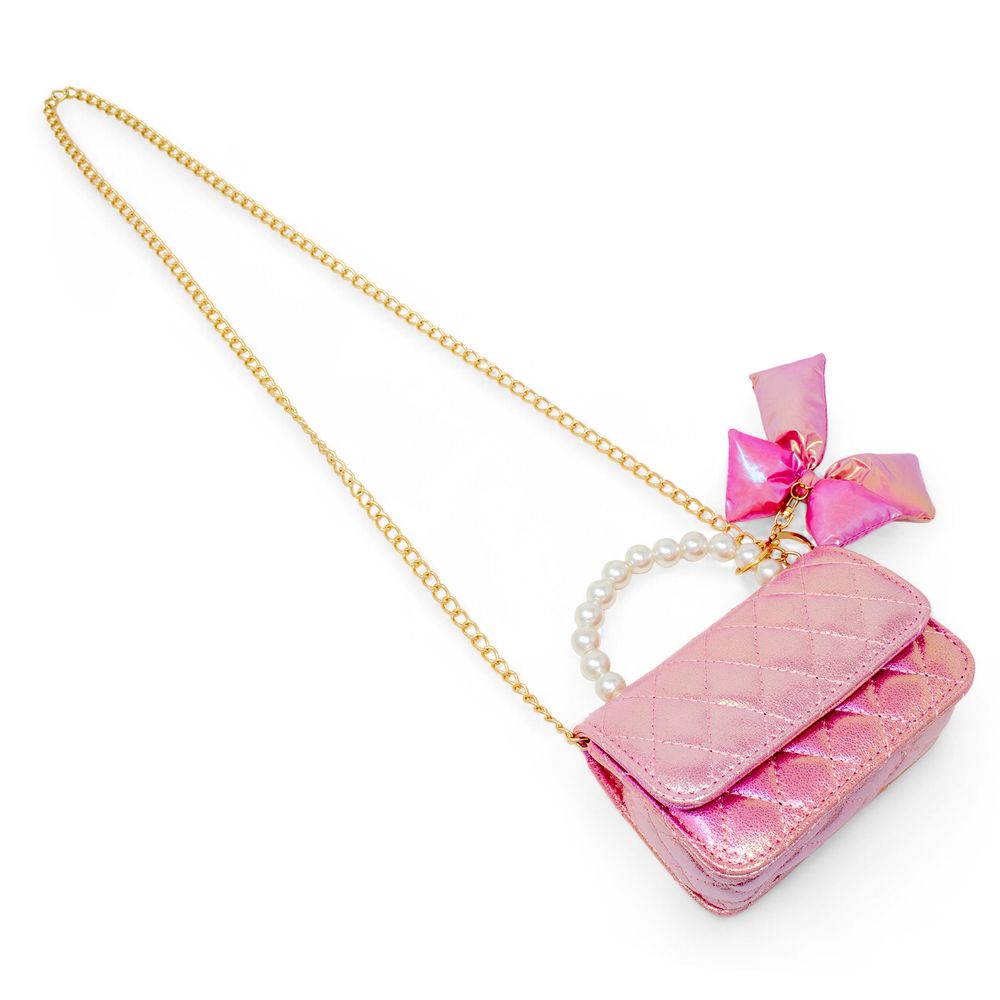 Shiny Quilted Fluffy Bow Handbag – Hot Pink - FAO Schwarz