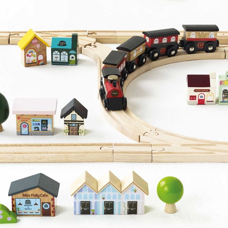 London Wood Train Set – 120 Pieces - FAO Schwarz
