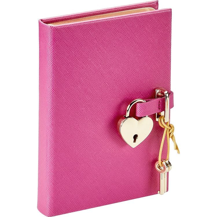 Heart Lock Journal in Pink Saffiano Leather - FAO Schwarz