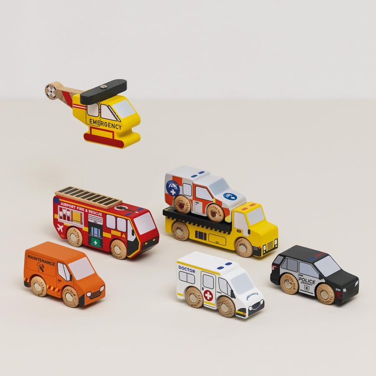 Wooden Set of 7 Emergency Vehicles - FAO Schwarz