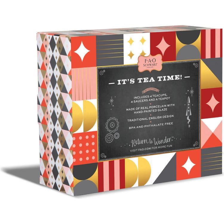 9-Piece Hand-Glazed Ceramic Tea Party Set - FAO Schwarz