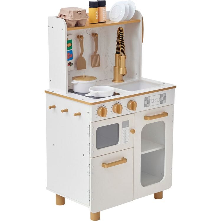 Little Chef Memphis Play Kitchen + Accessories – White/Gold - FAO Schwarz